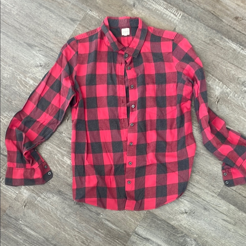 J. Crew Red and Black Plaid Button Down Shirt